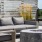 a couch and a table outside